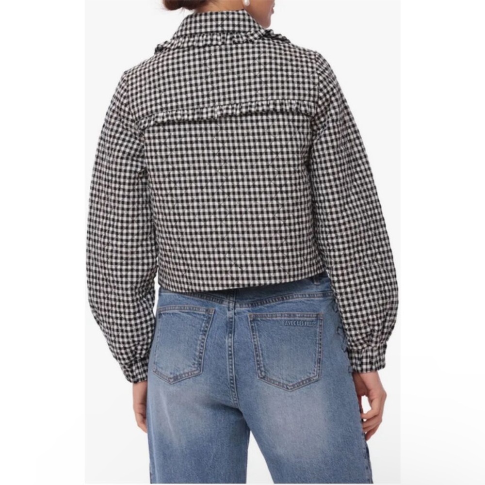 Avec Les Filles Small Maura Bow Tie Check Jacket Black White - Picture 4 of 9